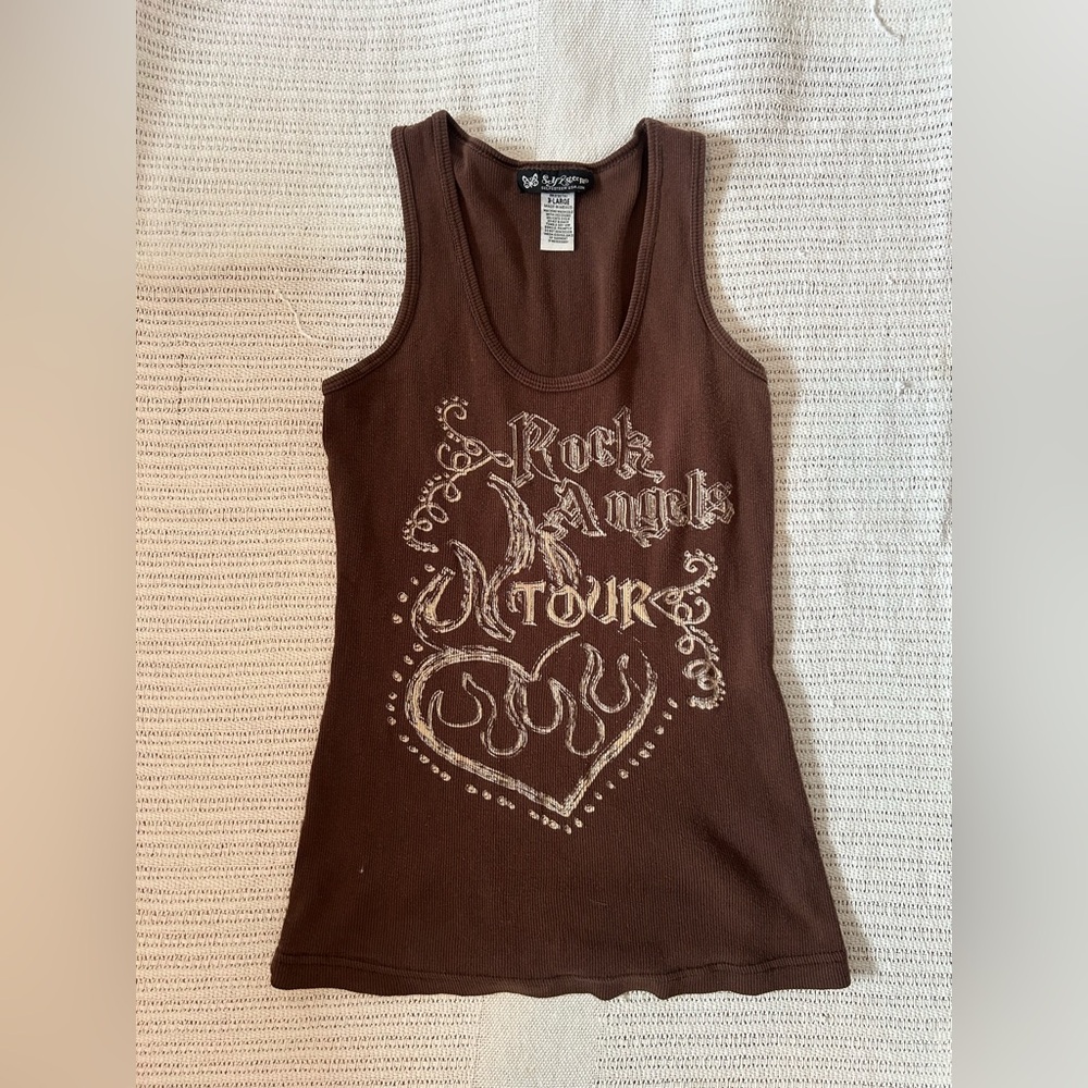 Self Esteem Brown Graphic Tank Top